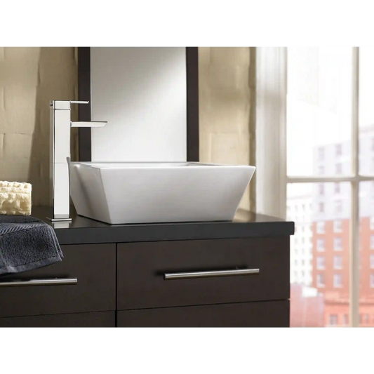 90 Degree One-Handle High Arc Vessel Bathroom Faucet