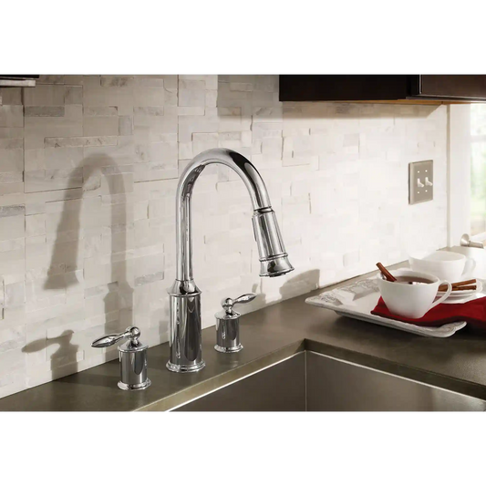 Aberdeen Two-Handle High Arc Pulldown Kitchen Faucet