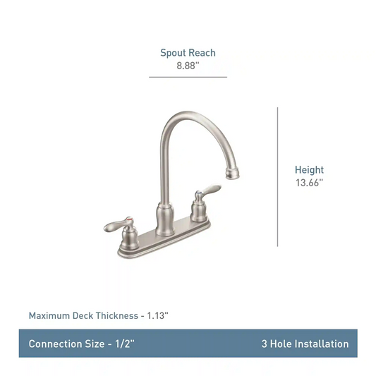 Caldwell Two-Handle High Arc Kitchen Faucet