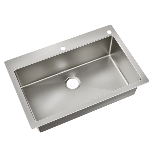 33" X 22" Steel 18 Gauge Single Bowl Dualmount Sink