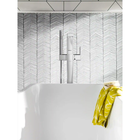 90 Degree One-Handle Tub Filler Includes Hand Shower