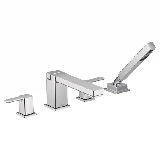 90 Degree Two-Handle High Arc Roman Tub Faucet Includes Hand Shower